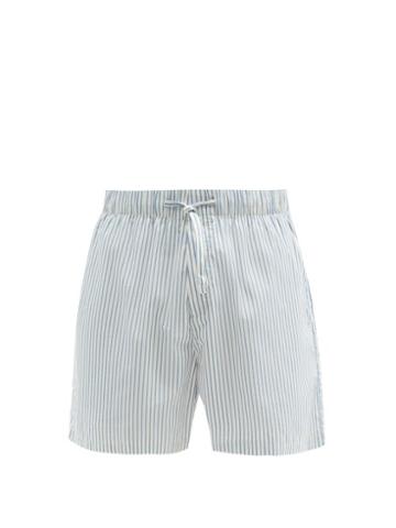 Tekla - Drawstring-waist Organic-cotton Pyjama Shorts - Mens - Blue White