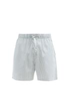 Tekla - Drawstring-waist Organic-cotton Pyjama Shorts - Mens - Blue White