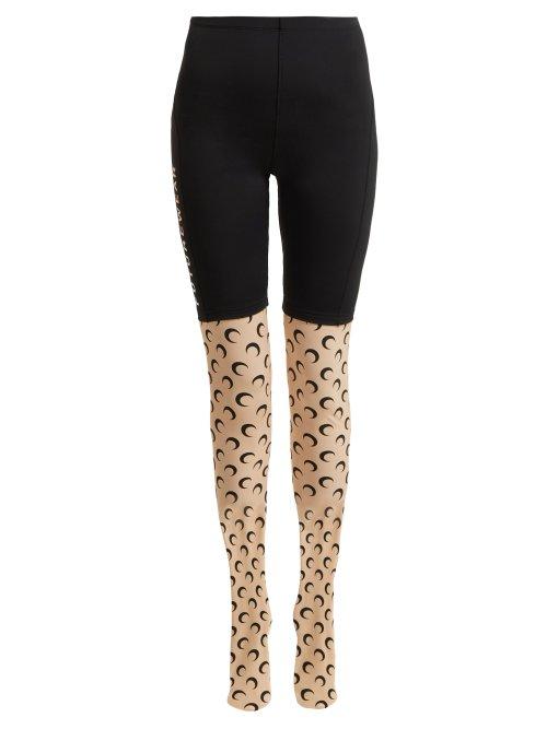 Matchesfashion.com Marine Serre - Moon Print Panelled Leggings - Womens - Beige Multi