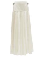 Matchesfashion.com Alexandre Vauthier - Crystal Embellished Pleated Satin Maxi Skirt - Womens - Ivory