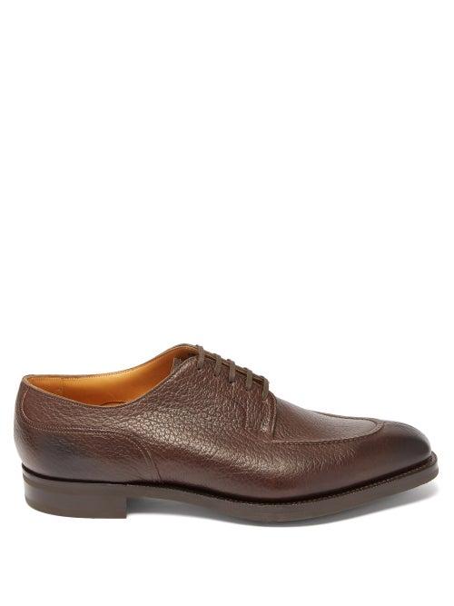 Matchesfashion.com Edward Green - Dover Grained-leather Derby Shoes - Mens - Dark Brown