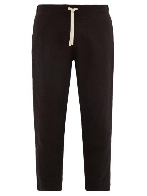 Matchesfashion.com Maran - Linen Drawstring Trousers - Mens - Black