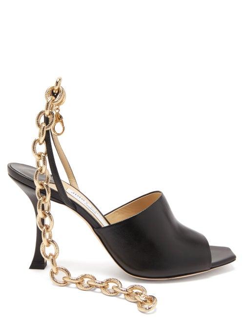 Matchesfashion.com Jimmy Choo - Sae 90 Chain-strap Leather Sandals - Womens - Black Gold