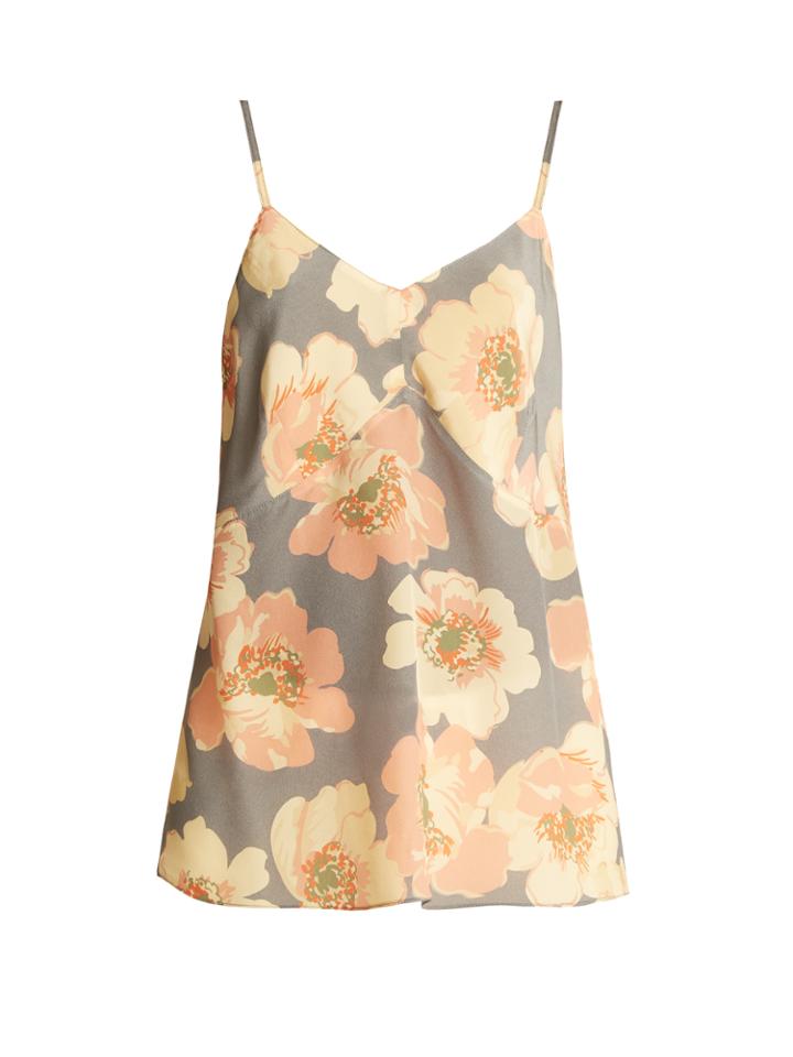 Raey Bust-cup Floral-print Silk Cami Top