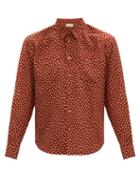 Matchesfashion.com Saint Laurent - Polka-dot Silk-satin Shirt - Mens - Orange
