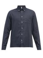 Mens Rtw Another Aspect - Micro-check Organic-cotton Twill Shirt - Mens - Black Multi