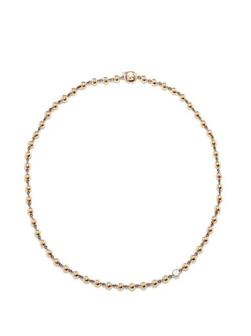 Jessica Mccormack - Ball 'n' Chain Diamond & 18kt Rose-gold Necklace - Womens - Gold Multi