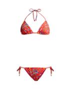 Matchesfashion.com Etro - Printed Tie Side Bikini - Womens - Red
