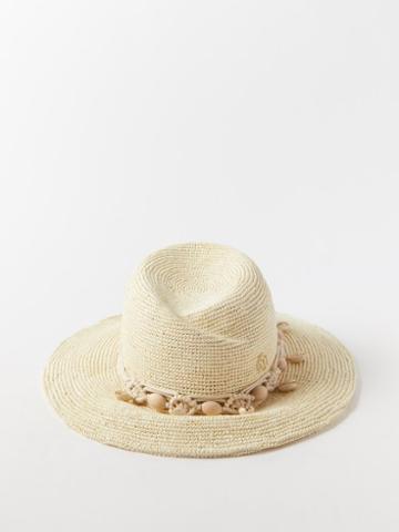Maison Michel - Virginie Shell-embellished Straw Fedora Hat - Womens - Natural