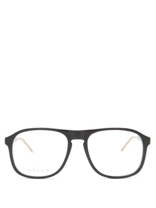 Matchesfashion.com Gucci - Aviator Acetate Glasses - Womens - Black