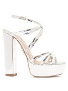 Matchesfashion.com Aquazzura - Gin 140 Metallic-leather Platform Sandals - Womens - Silver