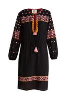 Matchesfashion.com Figue - Savannah Embroidered Cotton Blend Dress - Womens - Black Multi