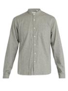 Matchesfashion.com Oliver Spencer - Collarless Cotton Shirt - Mens - Grey
