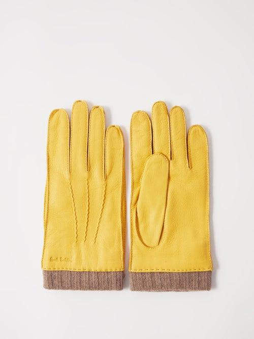 Paul Smith - Wool-lined Leather Gloves - Mens - Yellow