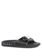 Matchesfashion.com Marni - Buckle-strap Leather Slides - Womens - Black White