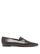 Matchesfashion.com The Row - Minimal Leather Loafers - Womens - Dark Brown