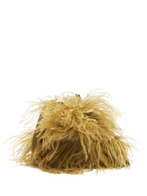 Matchesfashion.com Marques'almeida - Feather-trimmed Leather Bag - Womens - Khaki