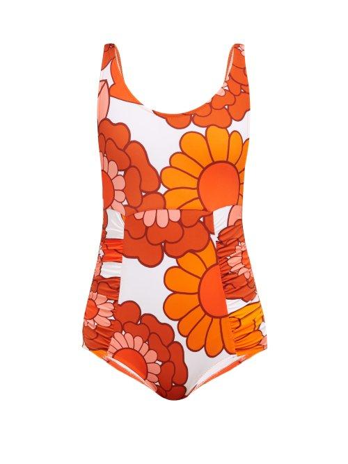 Matchesfashion.com Dodo Bar Or - Adinna Floral Print Jersey Swimsuit - Womens - Orange Print