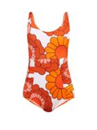Matchesfashion.com Dodo Bar Or - Adinna Floral Print Jersey Swimsuit - Womens - Orange Print