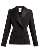 Matchesfashion.com Koch - Contrast Stitching Double Breasted Crepe Jacket - Womens - Black White