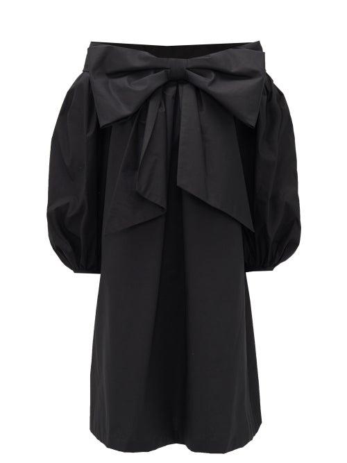 Matchesfashion.com Franoise - Bow-front Off-the-shoulder Cotton Dress - Womens - Black