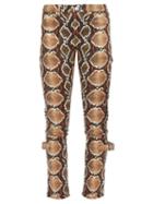 Matchesfashion.com Burberry - Ozie Python-print Skinny Jeans - Womens - Beige Multi