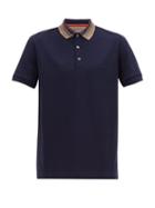 Matchesfashion.com Missoni - Space Dyed Collar Cotton Piqu Polo Shirt - Mens - Navy Multi