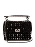 Matchesfashion.com Valentino - Rockstud Spike Crystal Embellished Velvet Bag - Womens - Black