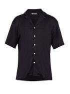 Matchesfashion.com Hecho - Cuban Collar Knitted Linen Shirt - Mens - Navy