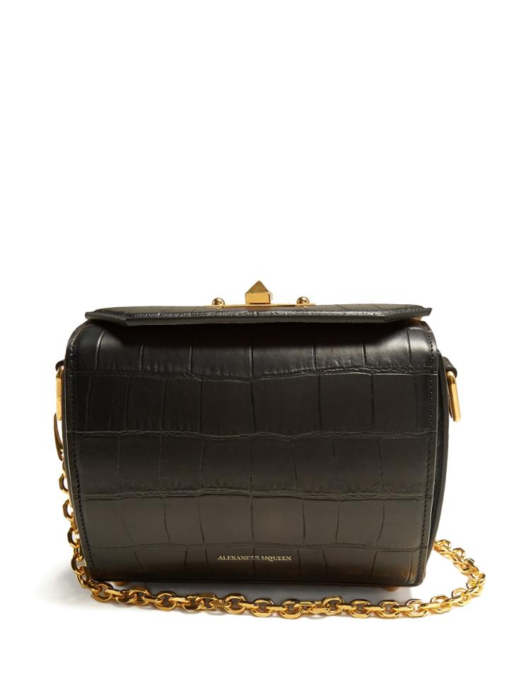 Alexander Mcqueen Box Bag 19 Crocodile-effect Leather Shoulder Bag