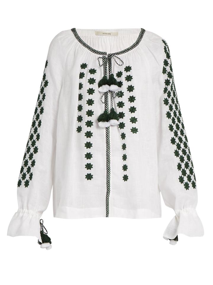 Vita Kin All Stars Embroidered Linen Blouse