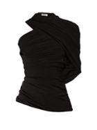 Matchesfashion.com Balenciaga - Draped One Shoulder Jersey Top - Womens - Black