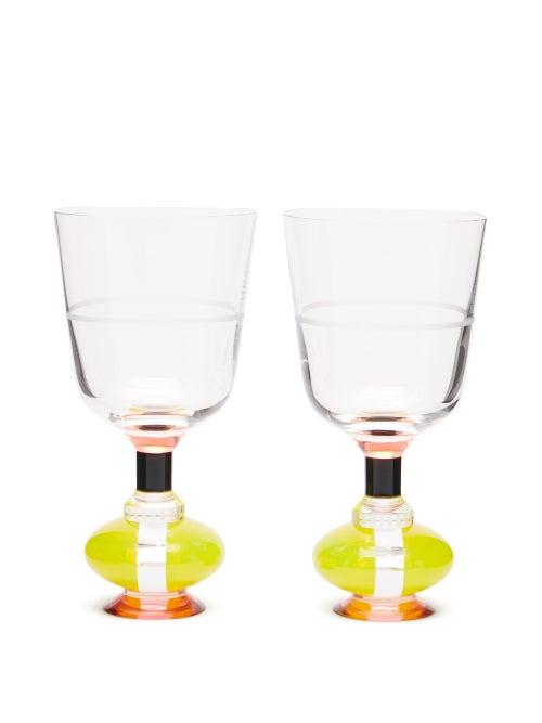 Matchesfashion.com Reflections Copenhagen - Set Of Two Richmond Crystal Glasses - Clear Multi