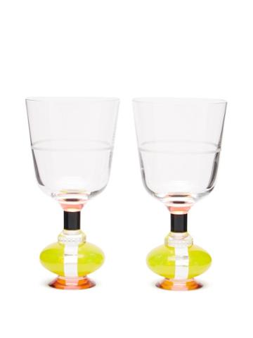 Matchesfashion.com Reflections Copenhagen - Set Of Two Richmond Crystal Glasses - Clear Multi