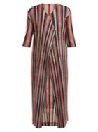 Pleats Please Issey Miyake Union Stripe Pleated Coat