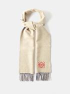Loewe - Anagram-embroidered Wool-blend Scarf - Mens - Dark Blue