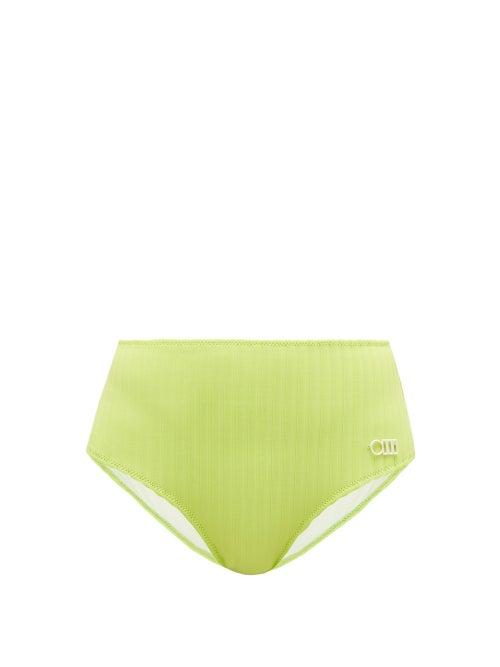 Matchesfashion.com Solid & Striped - The Beverly High-rise Ribbed Bikini Briefs - Womens - Green
