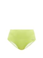 Matchesfashion.com Solid & Striped - The Beverly High-rise Ribbed Bikini Briefs - Womens - Green