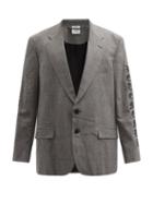 Matchesfashion.com Vetements - Logo-embroidered Checked Wool-blend Blazer - Mens - Grey