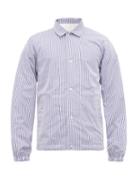 Matchesfashion.com Comme Des Garons Shirt - Fleece Lined Striped Cotton Field Jacket - Mens - Blue Stripe