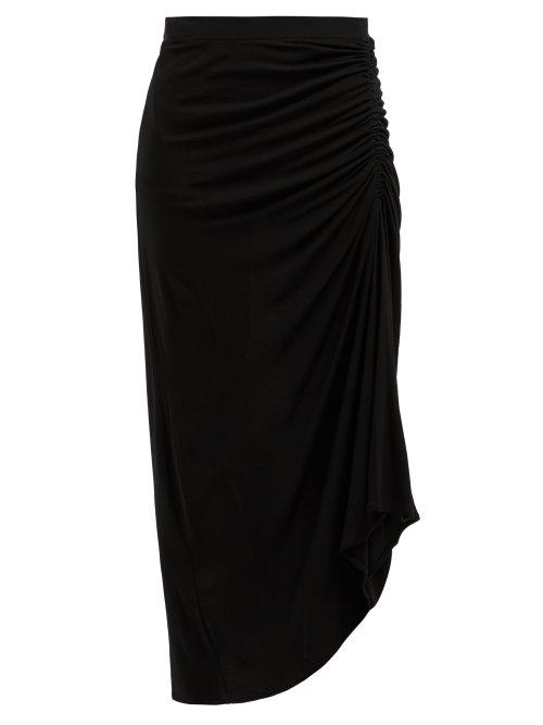 Matchesfashion.com Joseph - Ruched Crepe Jersey Midi Skirt - Womens - Black