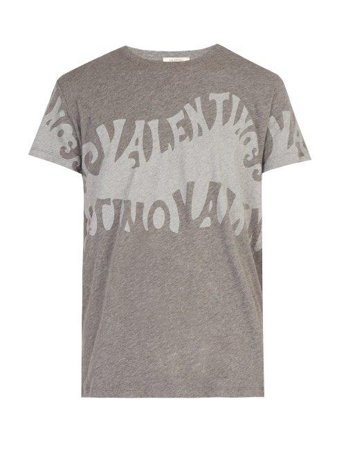 Matchesfashion.com Valentino - Logo Print T Shirt - Mens - Grey
