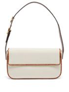 Ladies Bags Staud - Tommy Leather-trimmed Canvas Shoulder Bag - Womens - Beige Multi