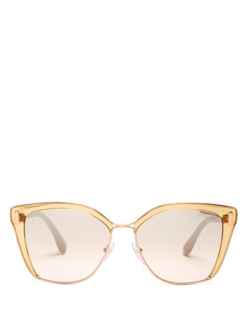 Matchesfashion.com Prada Eyewear - Square Frame Acetate Sunglasses - Womens - Yellow Multi