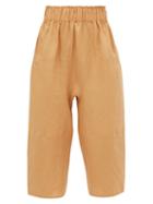 Matchesfashion.com Loup Charmant - Homer Paperbag-waist Cropped Linen Trousers - Womens - Light Brown