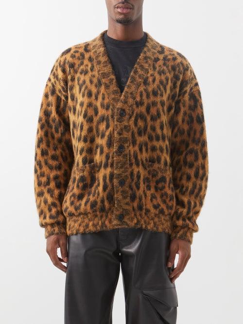 Palm Angels - Animalier Leopard-intarsia Knit Cardigan - Mens - Brown Multi