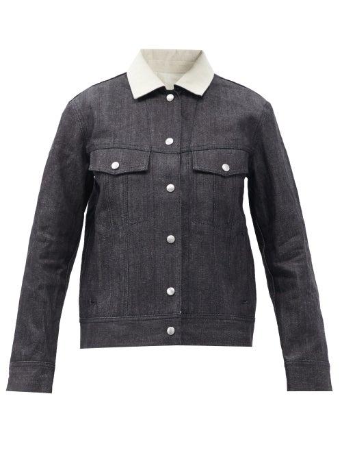 Matchesfashion.com Jil Sander - Contrast-collar Raw-denim Jacket - Womens - Dark Denim