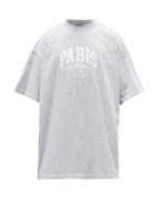 Balenciaga - Paris-print Cotton-jersey T-shirt - Mens - Grey White