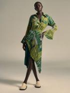 Thebe Magugu - Sisterhood Flare-sleeve Bandana-print Crepe Blouse - Womens - Green Multi