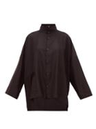 Matchesfashion.com Eskandar - Band-collar Oversized Wool-blend Jacquard Jacket - Womens - Black